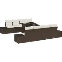 vidaXL Tuinbank Set 9 st Bruin en Crème poly rattan