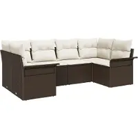vidaXL Tuinbank Set 6 st Bruin Poly rattan