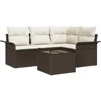 vidaXL Tuinbank Set 5 st Bruin poly rattan