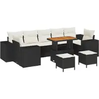 vidaXL Tuinbank Set 10 st 9-Aantal zitplaatsen Zwart en Crème