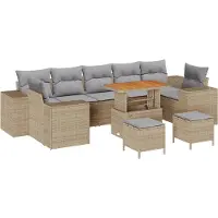 vidaXL Tuinbank Set 10 st 9-Aantal zitplaatsen Beige en Lichtgrijs