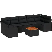 vidaXL Tuinbank Set 8 st Zwart poly rattan