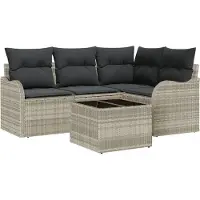 vidaXL Tuinbank Set 5 st Grijs poly rattan