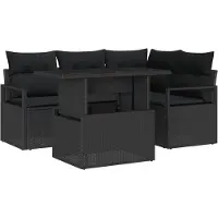 vidaXL Tuinset, 5-delig, zwarte polyrotan, voor 4 personen
