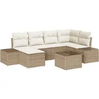 vidaXL Tuinbank Set 6 st Beige en Crème poly rattan