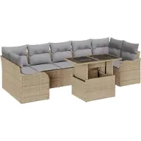 vidaXL - Tuinbank - Set - 8 - st - 7-Aantal - zitplaatsen - Beige - Poly - Riet