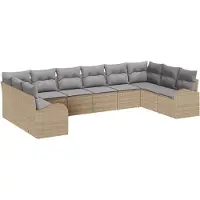 vidaXL Tuinbank Set 10 st Beige en Lichtgrijs poly rattan