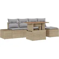 vidaXL Tuinbank Set 6 st Beige poly rattan