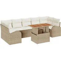 vidaXL Tuinbank Set 8 st Beige Poly rattan