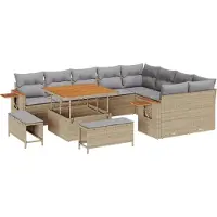 vidaXL Tuinbank Set 13 st 11-Aantal zitplaatsen Beige en Lichtgrijs