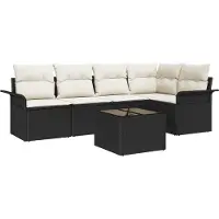 vidaXL Tuinbank Set 6 st Zwart poly rattan