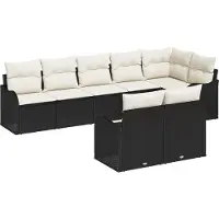 vidaXL Tuinbank Set 8 st Zwart poly rattan