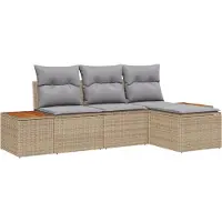 vidaXL Tuinbank Set 4 st Beige poly rattan