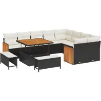 vidaXL Tuinbank Set 13 st 11-Aantal zitplaatsen Zwart en Crème