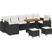 vidaXL Tuinbank Set met kussen 13 pcs Beige en Crème poly rattan