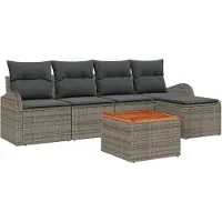 vidaXL Tuinbank Set 6 st Grijs poly rattan