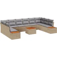 vidaXL Tuinbank Set 11 st Beige Poly rattan