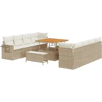 vidaXL Tuinbank Set Beige en Crème poly rattan