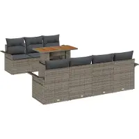 vidaXL Tuinbank Set 8 st Grijs Poly rattan