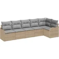 vidaXL Tuinbank Set 6 st Beige poly rattan