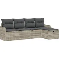 vidaXL Tuinbank Set 5 st 4-Aantal zitplaatsen Lichtgrijs poly rattan