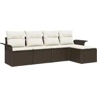 vidaXL Tuinbank Set 5 st Bruin poly rattan