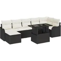 vidaXL Tuinbank Set 8 st Zwart [Synthetisch]: Poly Riet