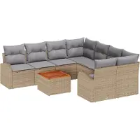 vidaXL Tuinbank Set 9 st Beige en Lichtgrijs poly rattan