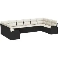 vidaXL Tuinbank Set 10 st Zwart en Wit poly rattan