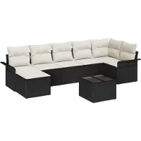 vidaXL Tuinbank Set 8 st Zwart poly rattan