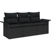vidaXL Tuinbank Set 3 st Zwart Poly rattan
