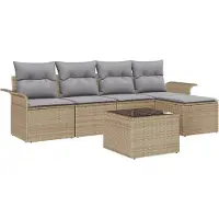 vidaXL Buitensofa 6 st Beige poly rattan