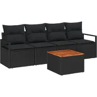 vidaXL Tuinset met 5 zitplaatsen, zwart, van polyrotan