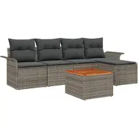 vidaXL Tuinbank Set 6 st Grijs poly rattan