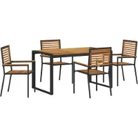 vidaXL Tuin Eettafel Set 5 pcs Zwart en Bruin poly rattan