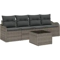 vidaXL Tuinset, 5-delig, grijze polyrotan, voor 4 personen