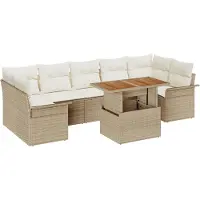 vidaXL Tuinbank Set 8 st Beige Poly rattan