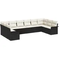 vidaXL Tuinbank Set 10 st Zwart poly rattan