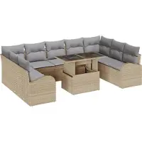 vidaXL Tuinbank Set 10 st Beige Poly rattan