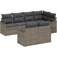vidaXL Tuinbank Set 7 st Grijs Poly rattan