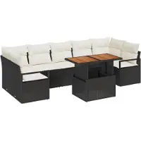 vidaXL Tuinbank Set 8 st 7-Aantal zitplaatsen Zwart en Crème