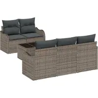 vidaXL Tuinbank Set 6 st 5-Aantal zitplaatsen Grijs poly rattan