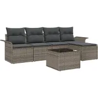 vidaXL Buitensofa 6 st Grijs poly rattan