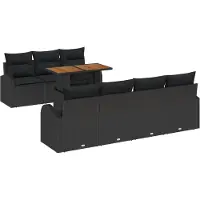 vidaXL Tuinbank Set 8 st Zwart Poly rattan