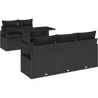 vidaXL Tuinbank Set 6 st Zwart Poly rattan