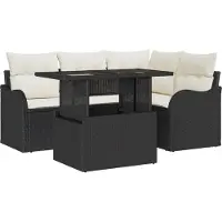 vidaXL Tuinset met 5 zitplaatsen, zwart, van polyrotan