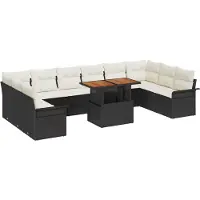 vidaXL Tuinbank Set 9 st Zwart Poly rattan