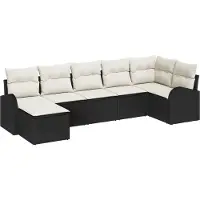vidaXL Bankstel 7 st Zwart poly rattan