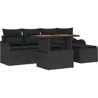 vidaXL Tuinbank Set 6 st Zwart poly rattan