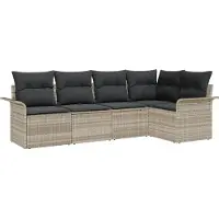vidaXL Tuinbank Set 5 st Lichtgrijs poly rattan